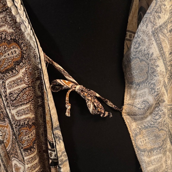 Olivaceous Bohemian Paisley V-Neck Blouse - Brown and Tan - Picture 5 of 7